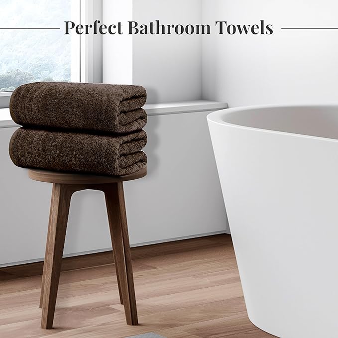 Tens Towels Pack of 4 Extra Large Bath Towels 30 x 60 Inches 100% Cotton Larger &amp Lighter Weight Quicker to Dry Super Soft and Absorbent Perfect for Bathroom Brown
