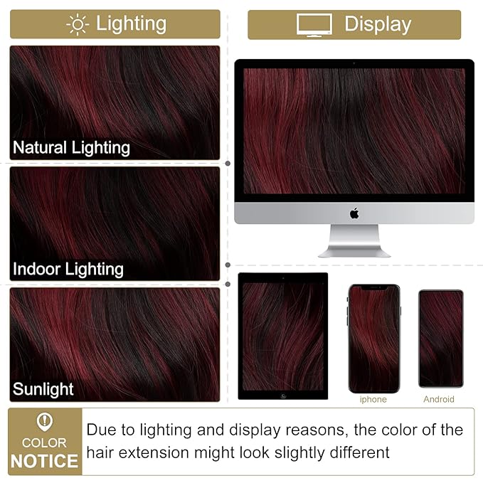 Vigorous Clip in Hair Extensions 4Pcs Black Burgundy mixed Synthetic Hair Extension 20 Inches Full Head Thick Long Wavy Synthetic Hairpieces for Women