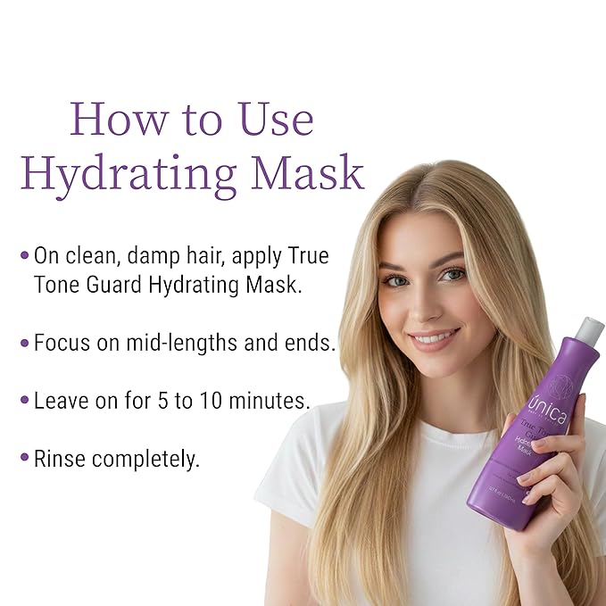 UNICA Work of Beauty True Tone Guard Hydrating Hair Mask ? Deep Moisture Treatment with Wheat Protein &amp Botanical Extracts for Color-Treated Hair ? 10 oz