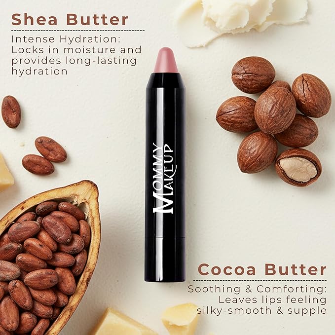 Mommy Makeup Triple Sticks Lipstick Cream Blush &amp Treatment All-In-One with Shea &amp Cocoa Butter - Soft &amp Creamy Moisturizing Lip Crayon For Lips &amp Cheeks (Pink-a-boo)