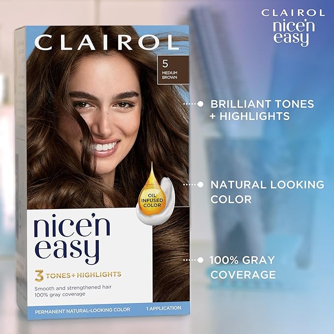 Clairol Nice'n Easy Permanent Hair Dye 2 Black Hair Color Pack of 3