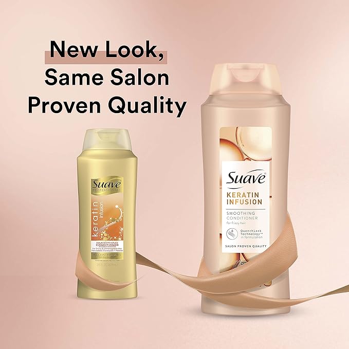 Suave Professionals Smoothing Conditioner For Dry Hair Keratin Infusion Hair Conditioner with 48-hour Frizz Control 28 oz Pack of 4