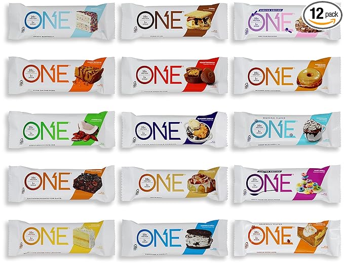 One Bars Protein Variety Sampler | 12 Pack of 15 Flavors High Snack 20g Per Bar And Only 1g Of Sugar Niro Assortment 25.44 Ounce