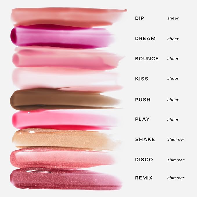 Saie Glossybounce - Hydrating Lip Gloss and Tinted Lip Oil Hybrid with Hyaluronic Acid &amp Jojoba Oil for Non-Sticky Ultra-Shiny Plump &amp Soft Lips - Everyday Makeup Essential - Shake (.17 oz)