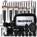 Black Makeup Brushes Set Professional 66Pcs with Case Premium Synthetic for Foundation Concealer Blush Eyeshadow Powder Contour Makeup Brush Kit Face Eye Make up Brushes &amp Tools