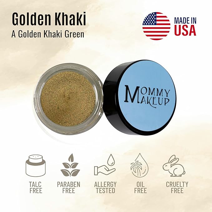 Mommy Makeup Any Wear Creme Eyeshadow - Waterproof Crease-Proof Long Lasting High Pigment Oil-free - Cream to Powder for Eyes Cheeks &amp Lips (Golden Khaki)