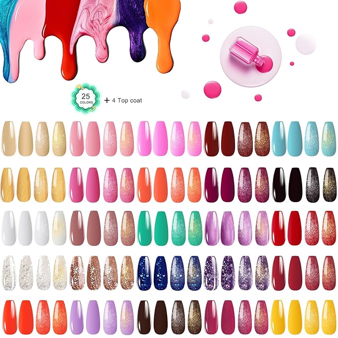 Nail Polish Kit with UV Light 25 Colors Gel Polish Starter Kit
