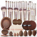 42Pcs Brown Makeup Brushes Set Professional Makeup Kit Multi-functional Makeup Tool Set with Facial Makeup Accessories Foundation Makeup Brush Kit Eye and Face Make up Brushes &amp Tools