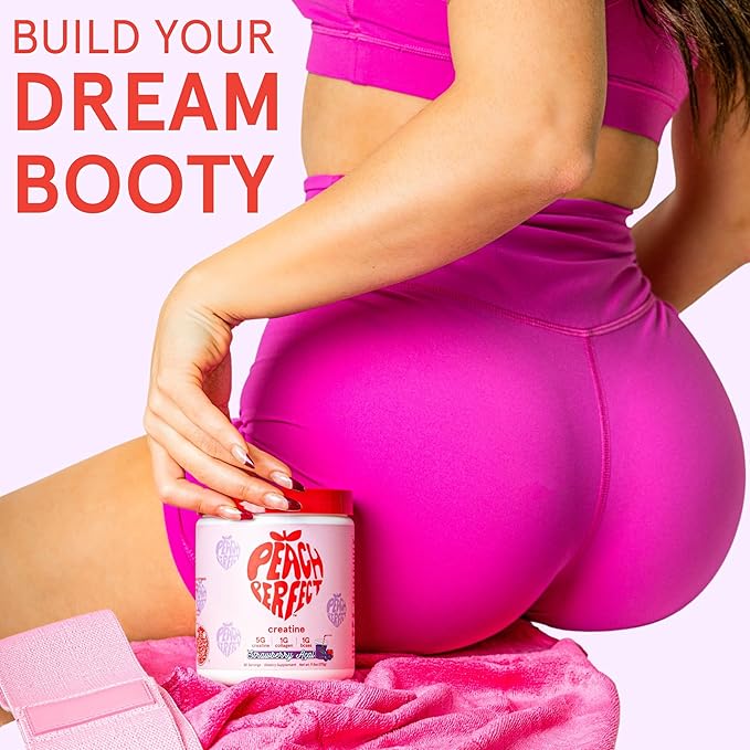 Peach Perfect Creatine Monohydrate Powder Glute Builder Creatine for Women with Collagen BCAAs 5g Vegan Micronized Creatine per Serving for Energy Muscle Support 30 SVG Peach Flavor
