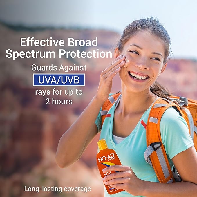 NO-AD SPF 50 SPORT Sunscreen Lotion | Hypoallergenic | Broad Spectrum UVA/UVB Protection | Water Resistant | Octinoxate &amp Oxybenzone Free with moisturizing Vitamin E and Aloe 16oz