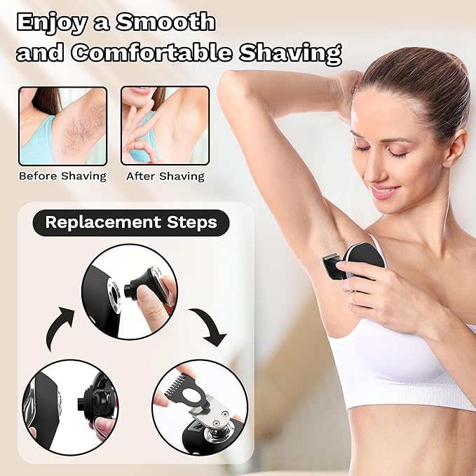 Electric Razors for Women 7D Electric Shaver for Women 5 in 1 Lady Shavers Wet/Dry Bikini Trimmer Rechargeable Face Razor for Arms Legs Armpit Pubic Area