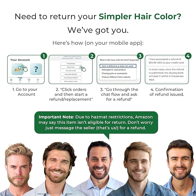Simpler Hair Color for Men Kit for Full Gray Coverage - Ginger Men?™s Hair Dye - Easy Hair or Beard Dye for 100% Gray Coverage - Ammonia Free Hair Color Beard Coloring for Men