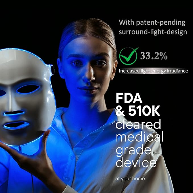 Aphrona® | FDA cleared Moonlight LED Facial Mask Skin Care Mask LED Light Therapy Red Blue light for Acne Removal Wrinkle Reduction
