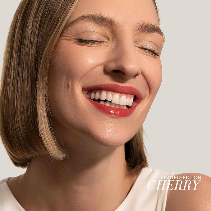 FITGLOW Beauty Lip Colour Serum | Hydrating Lip Gloss | Plumping Anti-Aging Lip Treatment | Natural Shine with Pomegranate Sterols &amp Collagen | Buildable Color for Dry Chapped Lips | Cherry - 10g