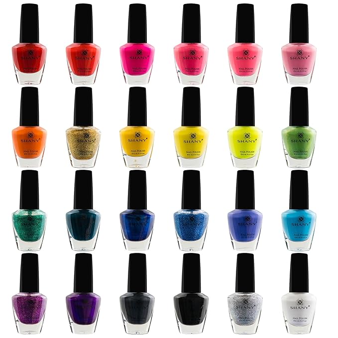 SHANY Cosmopolitan DIY Nail Polish set - Nail Lacquer Quick Dry Full Size Vibrant Colorful Trendy Glitter Glossy Metallic Matte Nail Art Nail Shades - 24 Colors Nail Polish Bulk