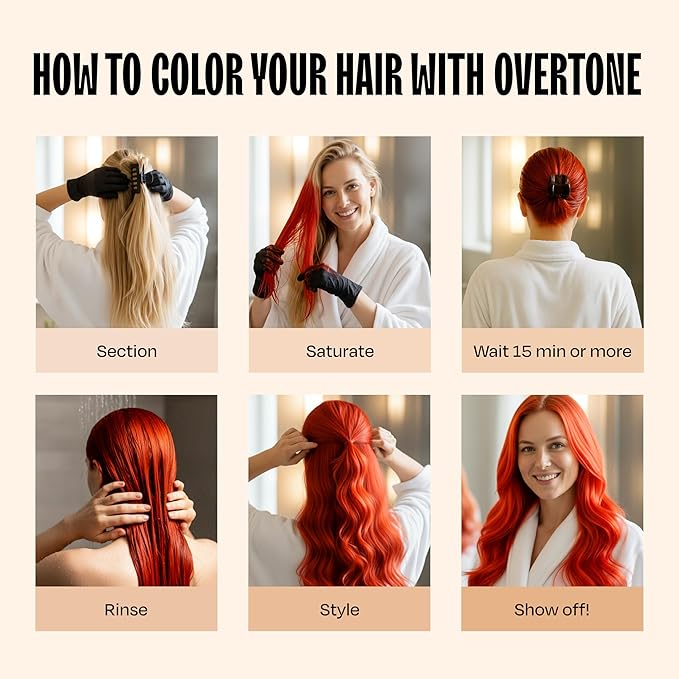 Overtone Semi Permanent Hair Color Conditioner Poppy Orange 8 oz Nourishing Damage-Free Color Depositing Mask for All Hair Types with Shea Butter &amp Coconut Oil Vegan &amp Cruelty-Free