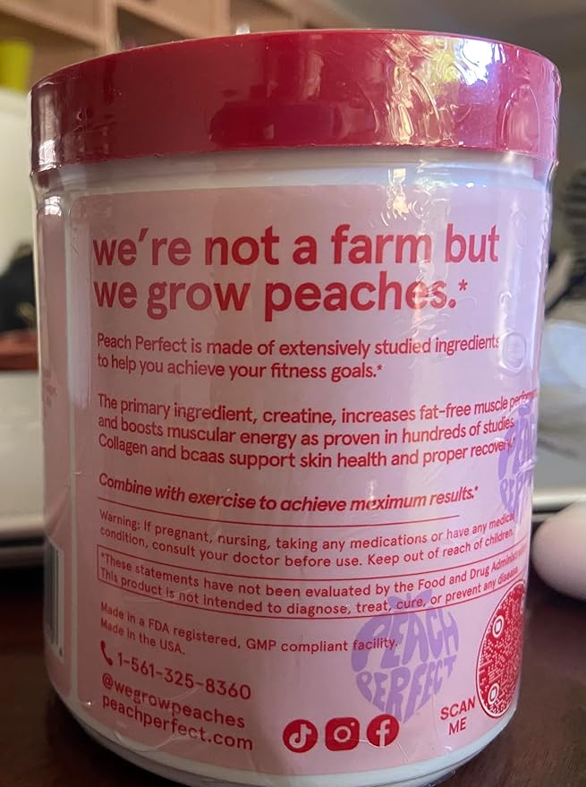 Peach Perfect Creatine Blend for Women ? Micronized Creatine Monohydrate with BCAA &amp Collagen for Glute Strength Support ? Strawberry Acai ? 30 Servings