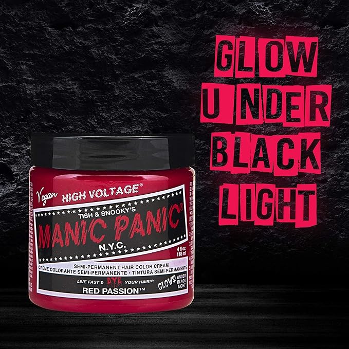 MANIC PANIC Classic Red Passion Semi Permanent Hair Color - Medium Cherry Red Hair Dye for Women &amp Men That Lasts 4-6 Weeks - Vegan Ammonia &amp Cruelty-Free - Create &amp Mix Custom Shades (4o