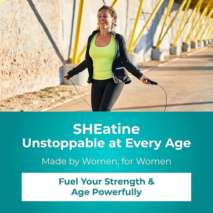 Reignite Wellness by JJ Virgin | SHEatine Powder | Creatine Trifecta for Powerful Aging | Creatine HCL Taurine &amp Magnesium Glycinate | Unflavored 60 Servings
