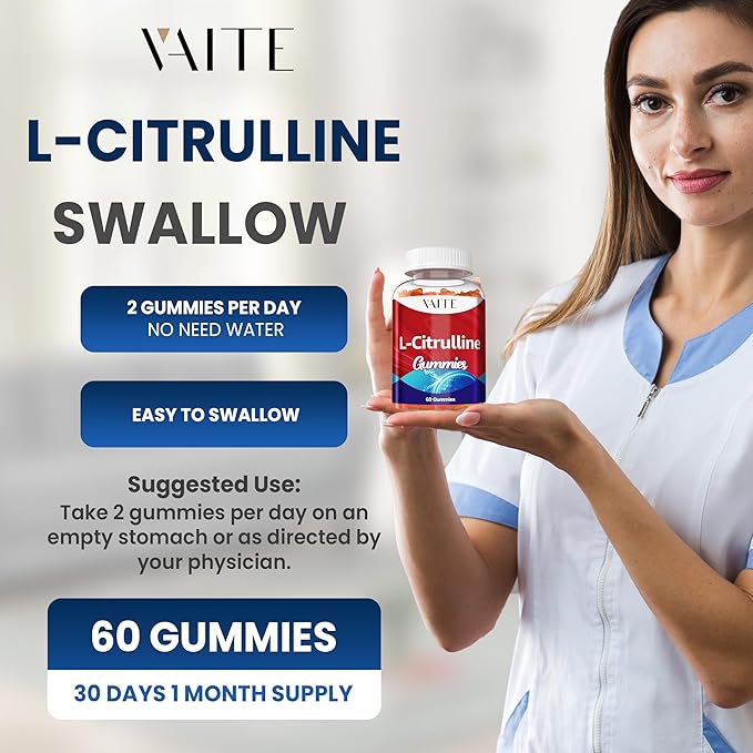 L Citrulline Gummies for Men - Powerful Vasodilator with Calcium 1600mg per Serving Extra Strength Boosts Nitroxyl and Nitric Oxide Production Supports Energy and Endurance 60 Chewable Gummy