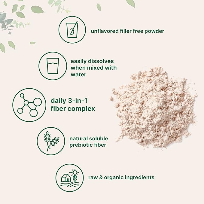 Micro Ingredients Organic Triple Fiber Powder 2lb | Natural Prebiotic to Support Digestive &amp Gut Health | Soluble Easily Digestible | Unflavored Vegan