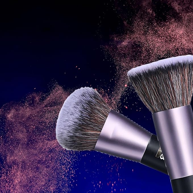 B&ampR MALL Makeup Brush Set with LED Mirror ? Supper soft Brushes for Flawless Foundation Concealer Eyeshadow &amp More | Lightweight Versatile Perfect for On-the-Go Touch-Ups (Purple Black)