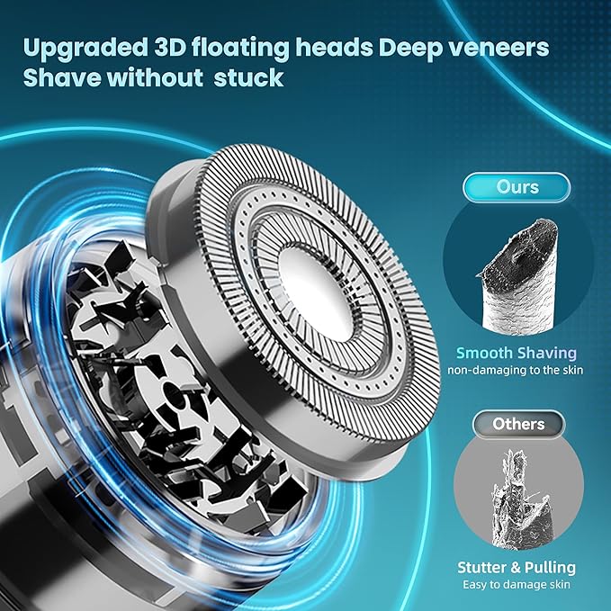 Mini Portable Electric Shaver13000 RPM Powerful &amp SilentIPX7 WaterproofType-C Fast Charging Automatic Induction Travel Razor for Men/Women (Black)