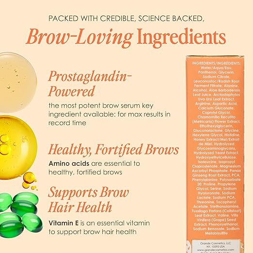 Grande Cosmetics GrandeBROW Brow Enhancing Serum For Fuller Bolder Looking Eyebrows - Brow Serum With Vitamins Peptides Antioxidants Amino Acids Cruelty-Free