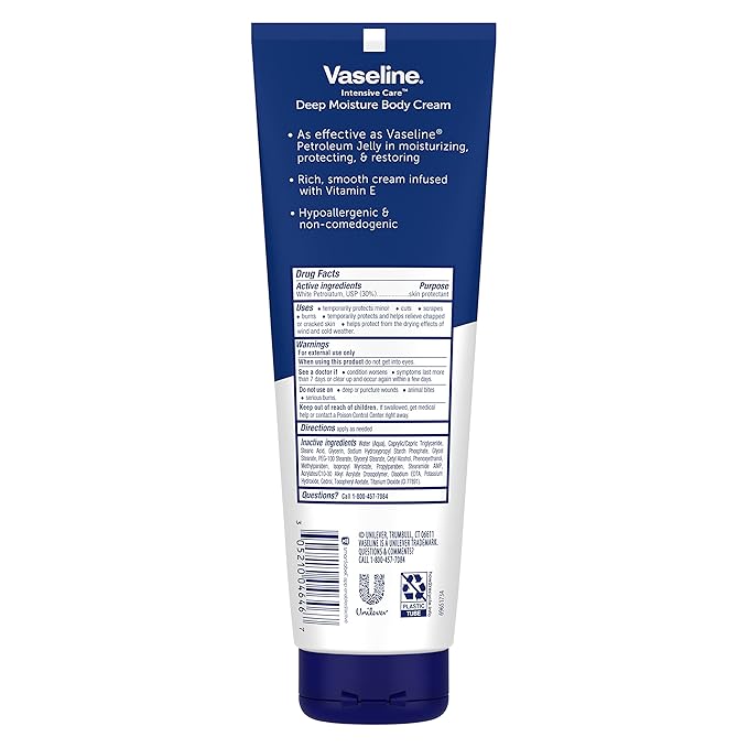 Vaseline Intensive Care Body Cream Deep Moisture 4 pk with Healing Petroleum Jelly &amp Vitamin E Rich &amp Smooth for Dry Skin 9 oz