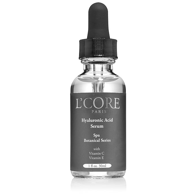 L'Core Paris Hyaluronic Acid Serum with Vitamin C &amp E - Absorbs Quickly for Maximum Skin Hydrating &amp Moisturizing Fights Acne Deep Wrinkles Redness Tightens Loose Skins - 30ml/1oz