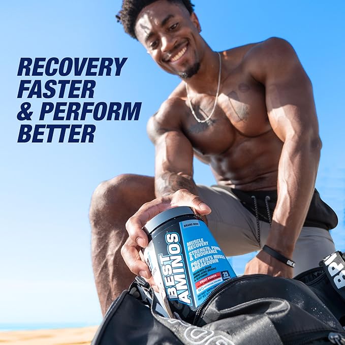 BPI Sports Best Aminos - BCAA Powder Post Workout &amp Glutamine Recovery Drink with Branched Chain Amino Acids for Hydration &amp Recovery for Men &amp Women - Fruit Punch - 25 Servings