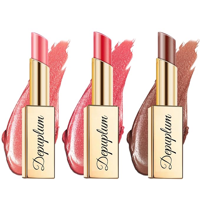 Pink Red Brown Lipstick Set for Women Shimmer Tinted Lip Balm Hydrating Moisturizing Lipstick Cruelty Free Lip Makeup DM107/108/117