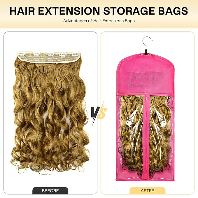 VARIPOWDER 10pcs Wig Storage Bags with Hanger Hair Extensions Storage for Multiple Wigs Dust-Proof Wigs Bag with Strong Holder Home Travel Closet Wigs &amp Accessories