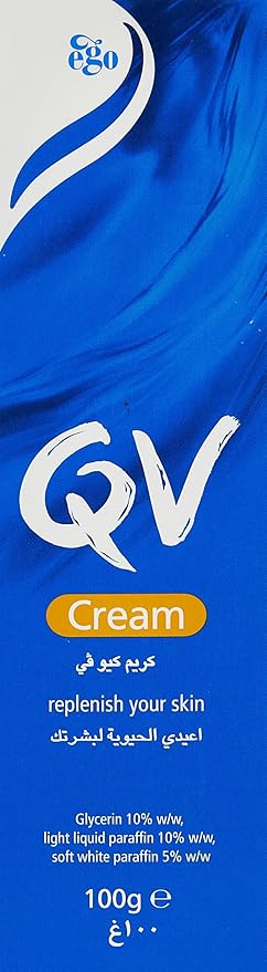 QV Cream with 10% Glycerin (100g) Rich Protective Moisturiser for Sensitive Dry Skin Fragrance Free Noncomedogenic Body Cream Hydrating Skin Care for Eczema Psoriasis Dermatitis Tube