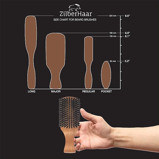 ZilberHaar Major ? Men's Hair and Beard Brush ? Soft Boar Bristles ? Massages and Exfoliates Skin and Scalp ? Ideal Men's Grooming Accessory ? Made in Europe