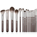 Jessup Makeup Brushes Set 15pcs Brown Make up Brushes Set Professional Premium Synthetic Foundation Eyebrow Concealer Blush Eyeshadow Contour Eyeliner Powder Blending Highlighter Brush T498