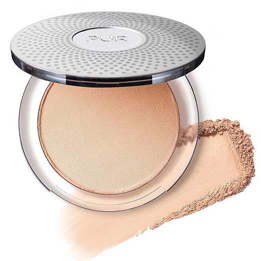 P?R MINERALS 4-in-1 Pressed Mineral Makeup Powder Foundation with SPF 15 - Concealer &amp Finishing Compact Pressed Powder for Face - Buildable Medium to Full Coverage Foundation Powder