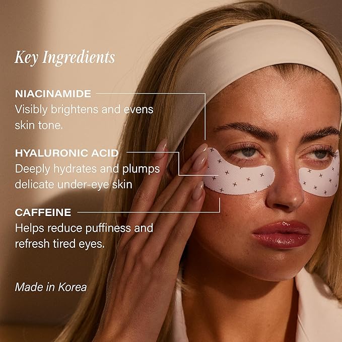 '+ Lux Unfiltered Cooling Under Eye Patches - Anti-Slip Caffeine Infused Korean Eye Mask - Reduces Puffiness Brightens &amp Hydrates Skin - Fragrance Free Vegan &amp Cruelty Free - 10 Count