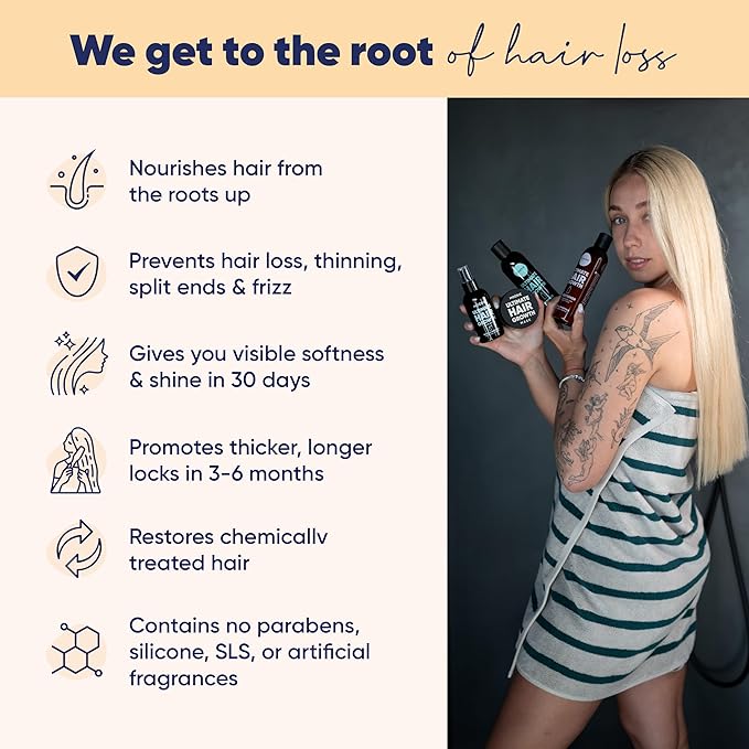 Moerie Shampoo and Conditioner Plus Hair Mask and Hair Spray Mega Pack ? The Ultimate Hair Care Set ? For Longer Thicker Fuller Hair - Volumizing Hair Products ? Paraben &amp Silicone Free - 8 item