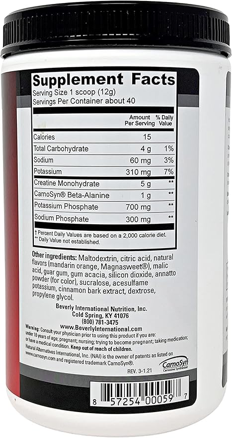 Beverly International Creatine Select with Phosphates 40 Servings. A Fail-Proof Creatine Monohydrate Formula. Boost Muscle Size Strength Endurance and Recovery. for Men and Women. Tastes Like Tang