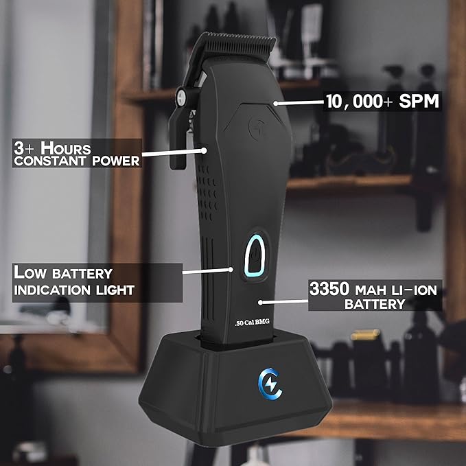 .50 Cal BMG Clipper - Professional Cordless Magnetic Motor Clippers - Quiet Operation Trimmer - Rechargeable Powerful Battery - Easy Zero Gap Cut - Hair Grooming Tool for Men