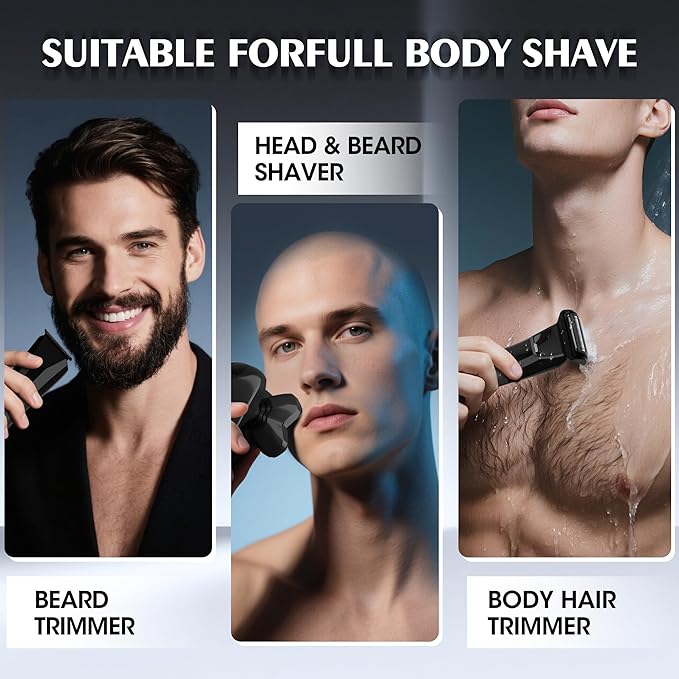 Karrte Manscape 5 in 1 Men's Grooming Kit Beard Trimmer for Men Groin &amp Body Hair Trimmer Nose &amp Ear Hair Clippers 5D Electric Razors IPX7 Waterproof LED Display with Travel Lock