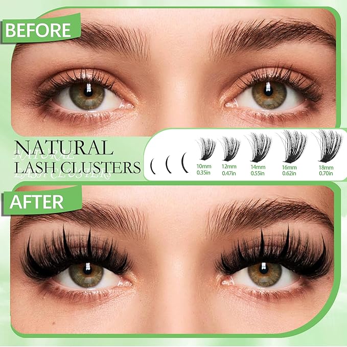 6 Box Mix Lashes Clusters Kit Gift Packs 1686Pcs with 2X Bond&ampSeal Volume Mega/Bottom Soft Extension False Eyelash D Curl Wispy Natural DIY Individual Fake Eyelashes for Beginners Bulk Pack