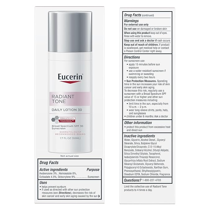 Eucerin Radiant Tone Daily Face Lotion with SPF 30 Dark Spot Corrector with Thiamidol Helps Visibly Reduce the Look of Dark Spots All Skin Types Holiday Gifts for Self Care 1.7 Fl Oz Bottle