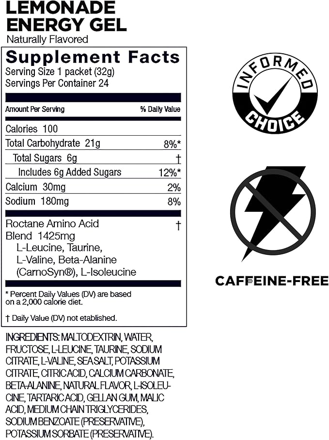 GU Energy Roctane Ultra Endurance Energy Gel Vegan Gluten-Free Kosher and Dairy-Free On-The-Go Sports Nutrition for Running Biking Hiking or Skiing 24-Count Lemonade