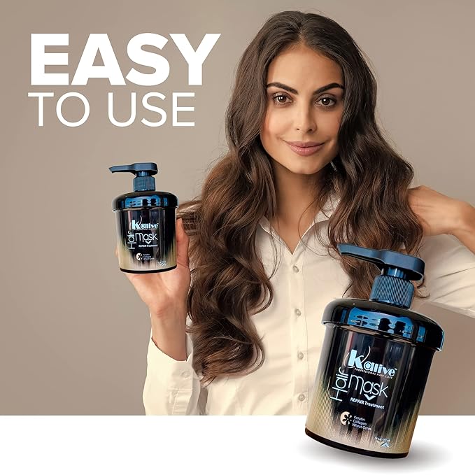 KALIVE Hair Mask for Deep Hydration &amp Repair - 8 oz. Keratin Collagen &amp Wheat Germ - Hair Care Products for Dry Damaged Hair.