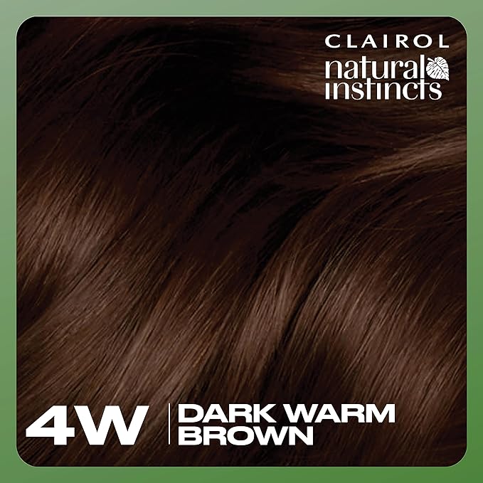 Clairol Natural Instincts Demi-Permanent Hair Dye 4W Dark Warm Brown Hair Color Pack of 3