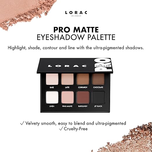 LORAC PRO Matte &amp Shimmer Eyeshadow Palette Metallic High Pigmented Mirror Compact