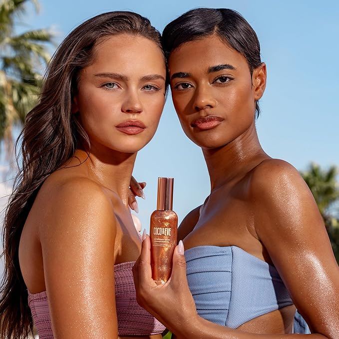 Coco &amp Eve Antioxidant Glow Shimmer Body Oil - Lightweight Skin Illuminator with Pearlescent Minerals Natural Glitter Antioxidants for Shimmering Moisturizing and Healthy Glow (3.38 Fl Oz)