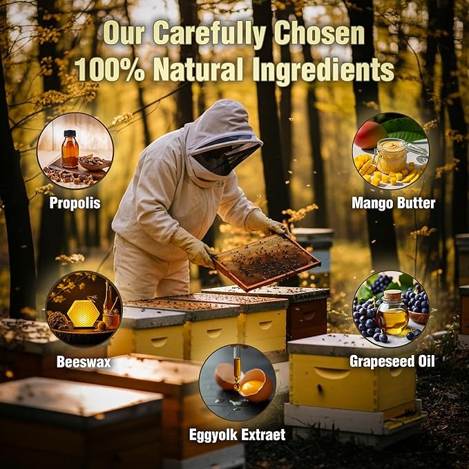 Herbal Healing Salve | Skin Flare Care Relief Formula | Propolis &amp Egg Yolk Extract | Mango Butter Grapeseed Oil Beeswax | Unscented 4oz